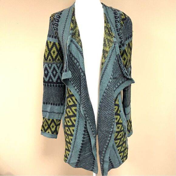 J Jill wool blend waterfall Aztec print cardigan. Sz XS - Picture 2 of 7
